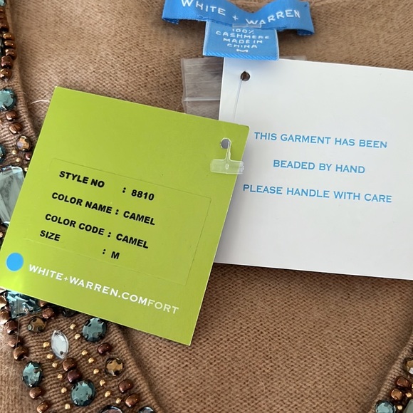 White + Warren NEW pure cashmere hand beaded sweater - Picture 5 of 8